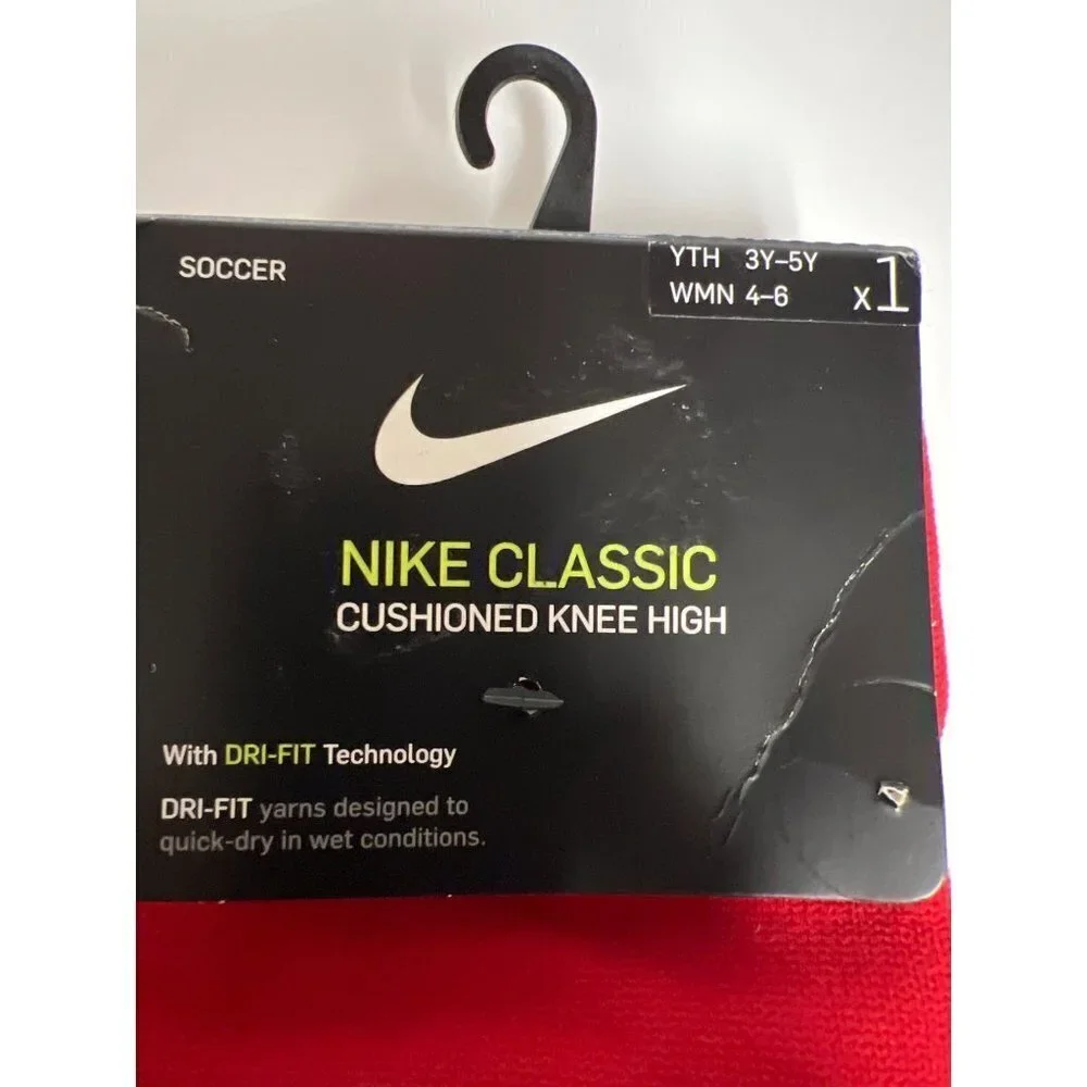 NEW! Nike Classic Cushioned Knee High Soccer Socks Red Youth 3 - 5 Years